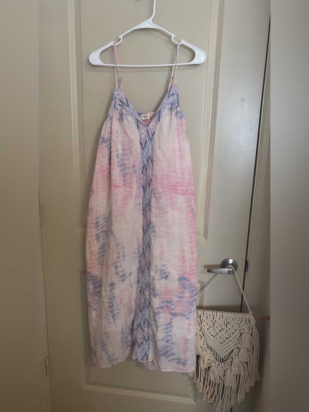 Cost Plus World Market Pink, Blue and Navy Chevron Maxi Dress